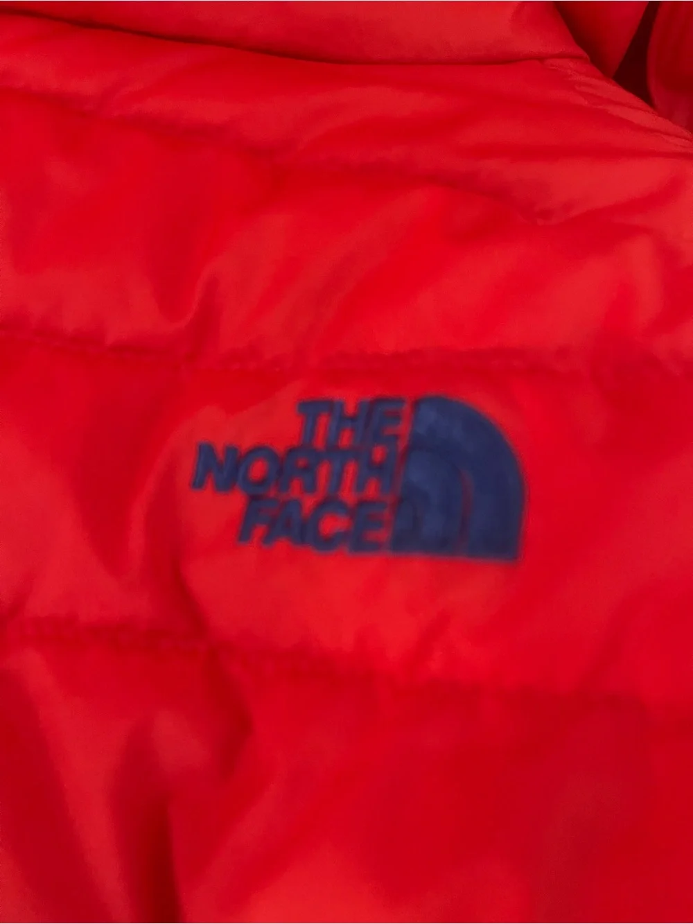 The North Face reversible Solid Red or Vibrant Striped side Puffer Jacket.